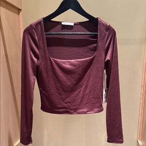 Sincerely Jules Burgundy Long Sleeve Crop Top